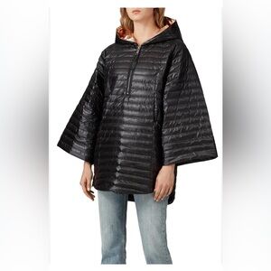 Think Royln Park Avenue Black Quilted Hooded Jacket poncho xs / s